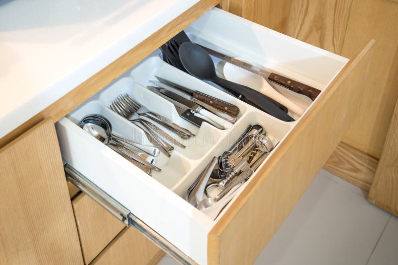 Kitchen Drawer stock photo. Image of drawer, silverware 210502