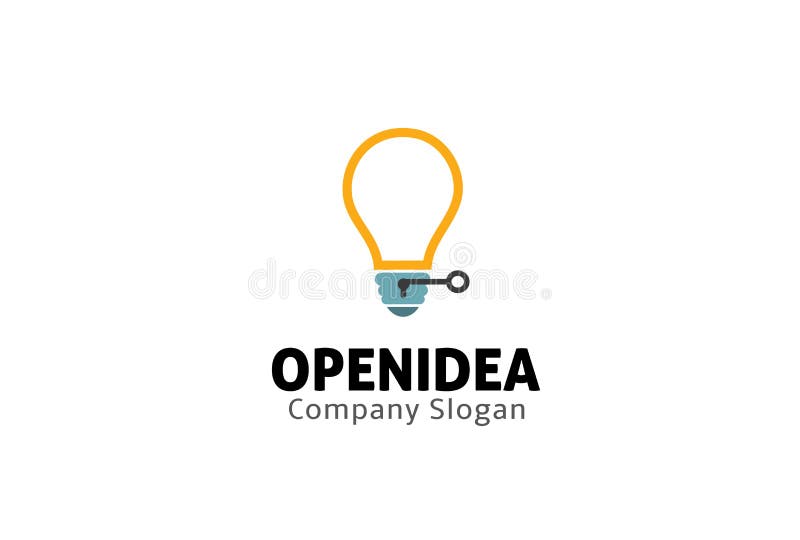 Open Lamp Key Design Logo Idea Illustration