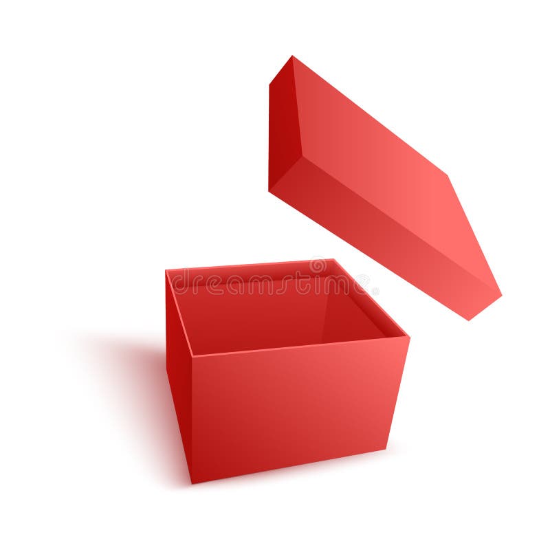 Open leeg rood document vakje met vliegende dekking in realistische 3d vectorillustratie vector illustratie Open leeg rood document vakje met vliegende dekking in realistische 3d vectorillustratie vector illustratie