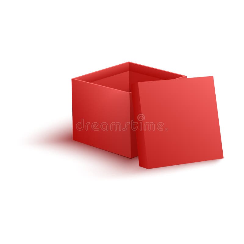 Open lege rode document vakje vectorillustratie in realistische 3d stijl stock illustratie Open lege rode document vakje vectorillustratie in realistische 3d stijl stock illustratie