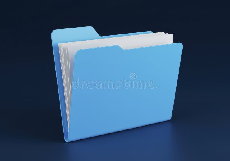 Open Light Blue Folder with Documents on Dark Blue Surface vector illustration