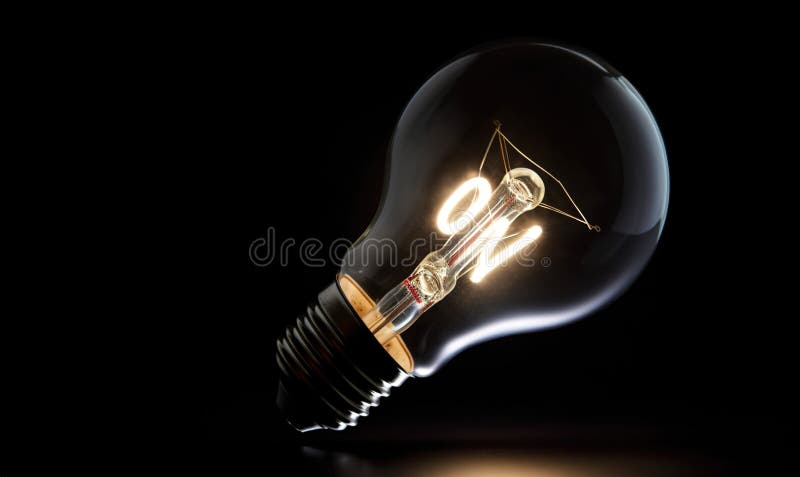 Open light bulb on a black background vector illustration