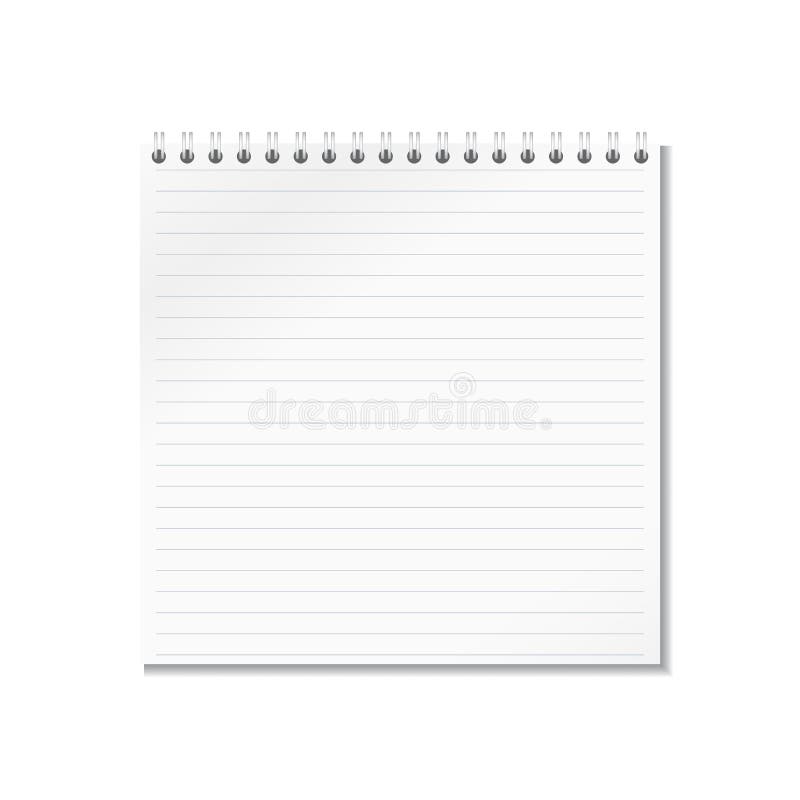 Blank Realistic Open Notebook With Lines Isolated On White