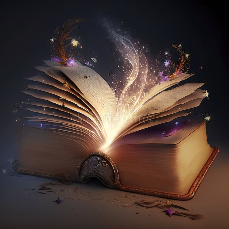 Open magic book stock illustration
