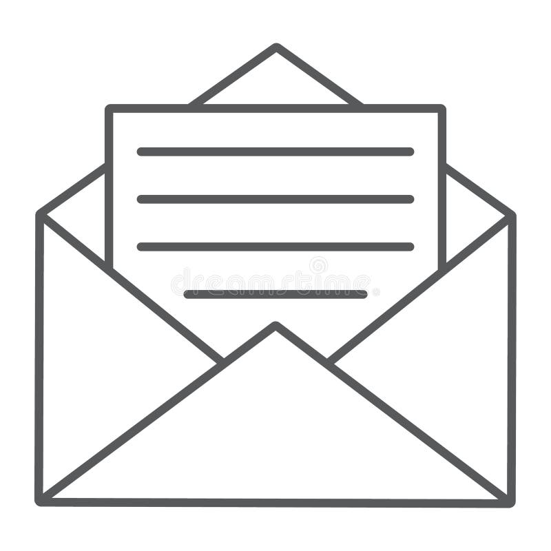 Open mail thin line icon, envelope and letter royalty free illustration