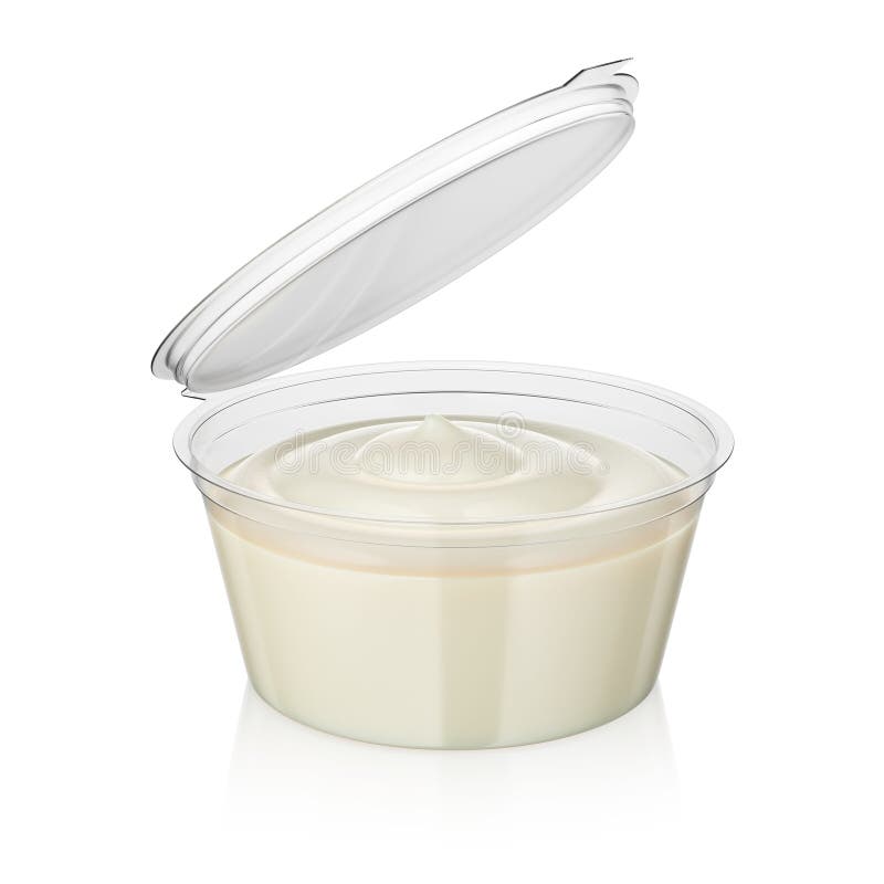 Open Mayonnaise Sauce in Dip Container Isolated on White. 3D Rendering  Stock Illustration - Illustration of away, white: 229134204