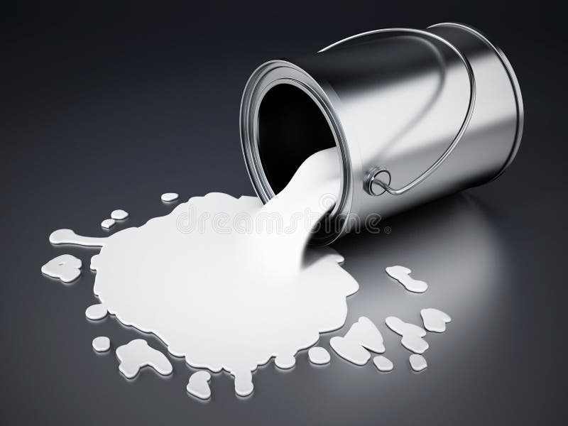 Open metal paint can with spilled white paint. 3D illustration vector illustration Open metal paint can with spilled white paint. 3D illustration vector illustration