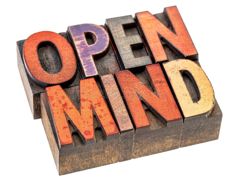 Open mind in vintage wood type stock photo Open mind in vintage wood type stock photo
