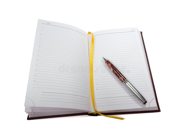 Open notebook and a pen royalty free stock photography