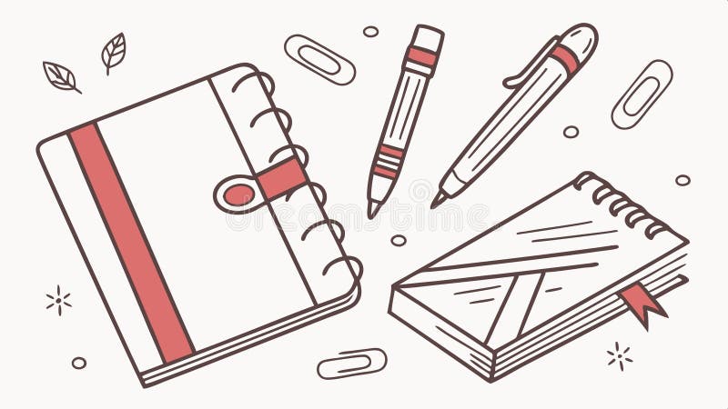 Open notebook and pen, writing and note taking supplies vector design Generative AI stock illustration