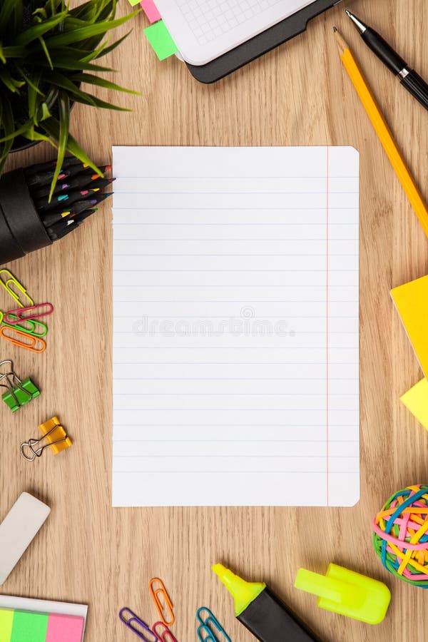 Open Notepad with Office Supplies Stock Photo Image of idea, desk