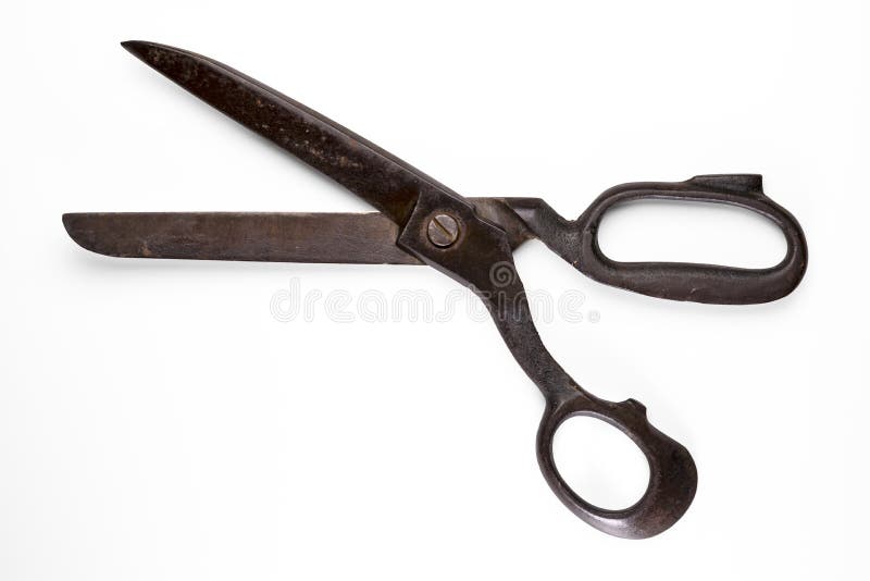 vintage household scissors isolated over white background