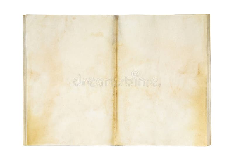 Open old and dirty blank exercise book isolated on white. Open old and dirty blank exercise book isolated on white