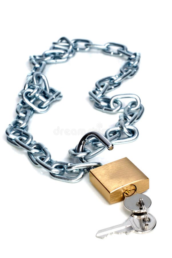 Open Padlock And Chain With Keys Stock Photo Image of master, break