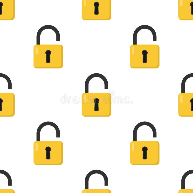 Open Padlock Flat Icon Seamless Pattern royalty free illustration