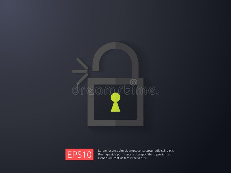 Open padlock icon illustration. lock access warning alert security concept. safe secure of personal access, user authorizat royalty free illustration