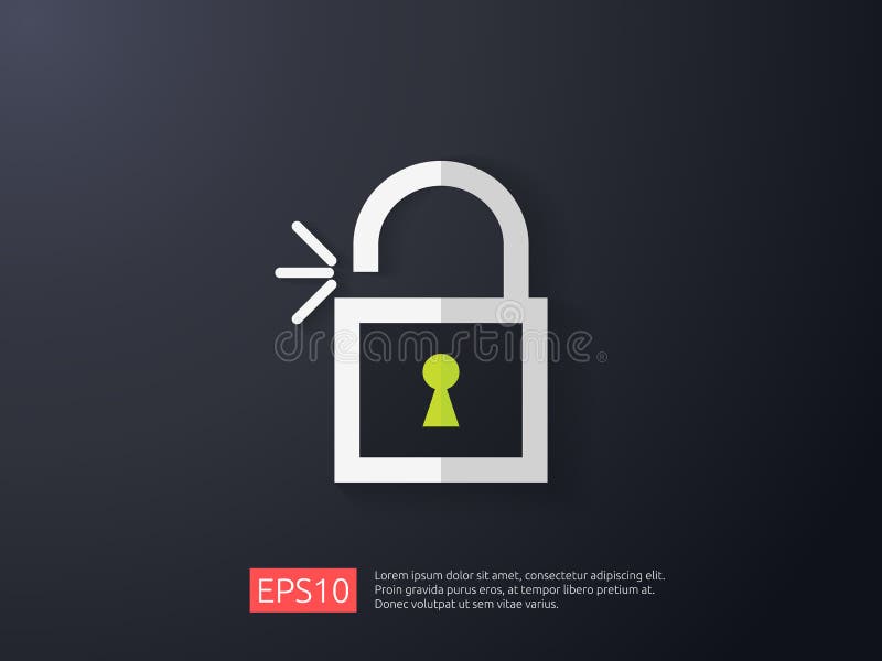 Open padlock icon illustration. lock access warning alert security concept. safe secure of personal access, user authorizat royalty free illustration