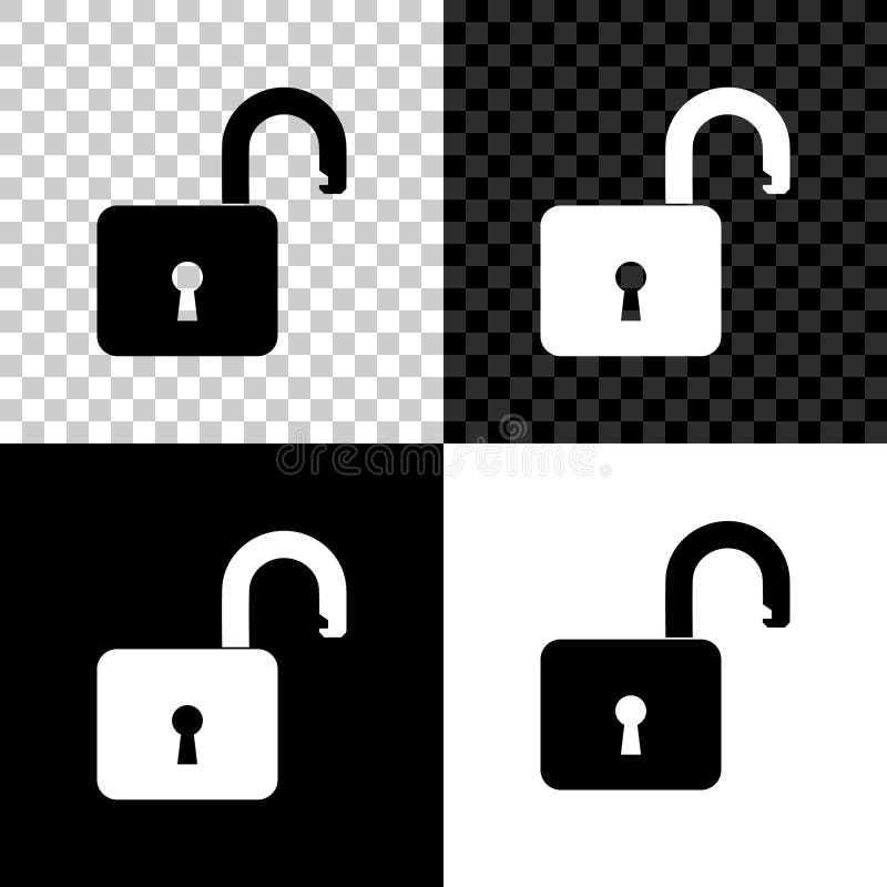 Open padlock icon isolated on black, white and transparent background. Opened lock sign. Cyber security concept. Digital vector illustration