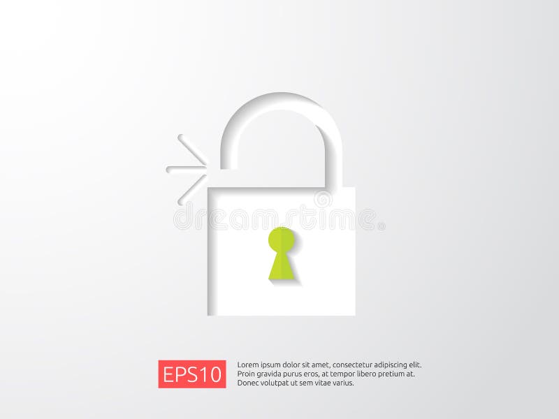Open padlock icon vector illustration. lock access warning alert security concept. safe secure of personal access, user authorizat royalty free illustration