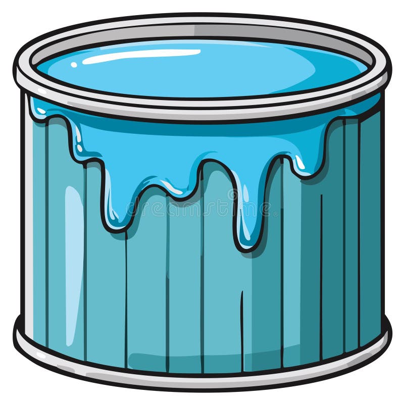 Open paint can with dripping blue paint artwork illustration for creative projects royalty free illustration