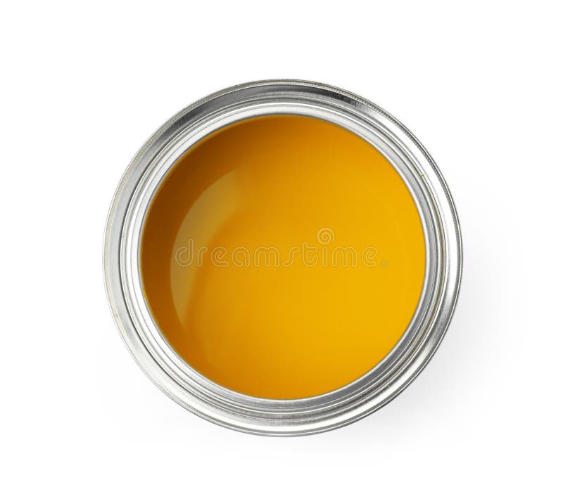 Open paint can on white background stock illustration