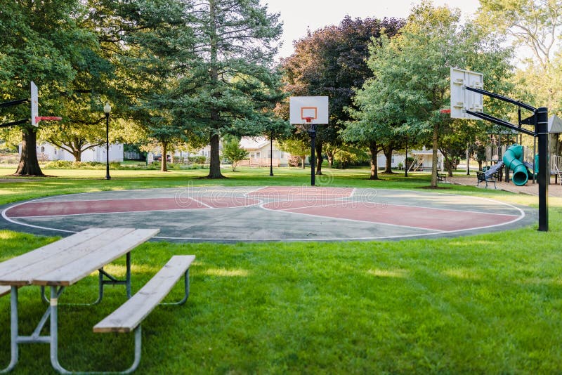panorama basketball courts park near multi Royalty Free image