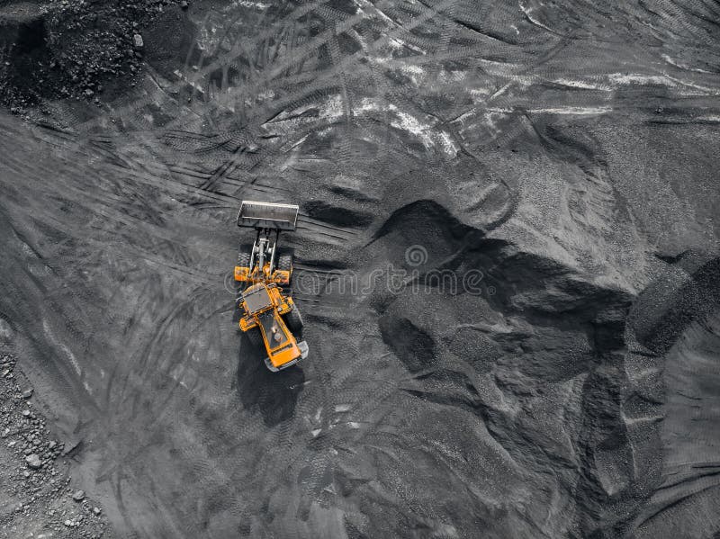 Open pit mine, extractive industry for coal, top view aerial