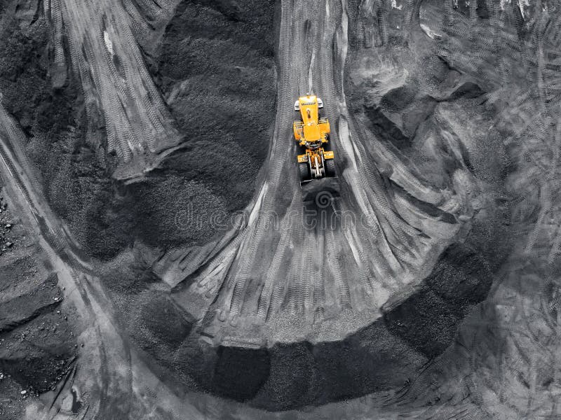 Open pit mine, extractive industry for coal, top view aerial