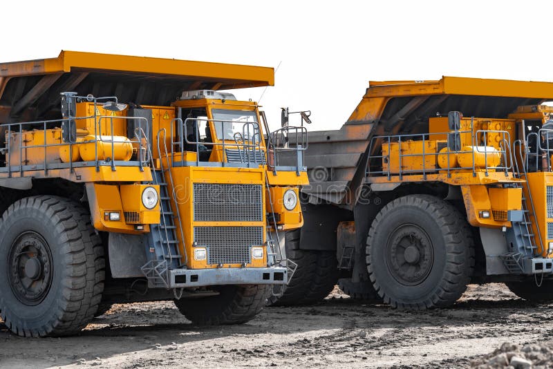 Open pit mine industry, big yellow mining truck for coal anthracite