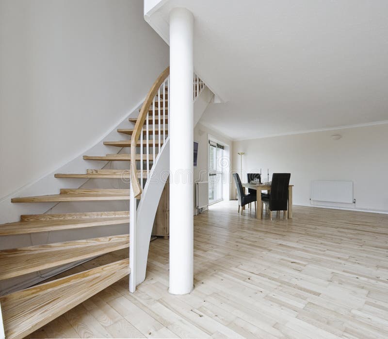 Download Open Plan Living Room With Staircase Stock Image - Image of design, apartment: 12194575