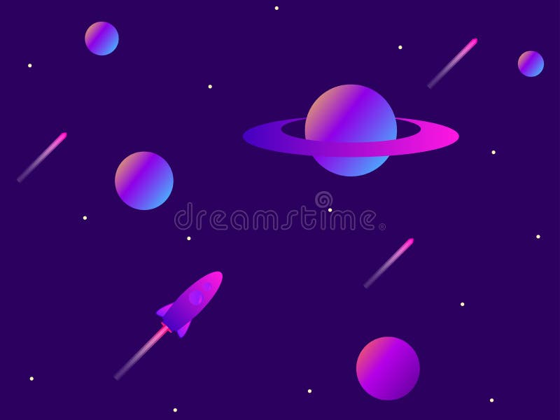 Open plek Planeten, meteoren en ruimteraket Ruimteexploratie Moderne tendensgradi?nt Vector vector illustratie Open plek Planeten, meteoren en ruimteraket Ruimteexploratie Moderne tendensgradi?nt Vector vector illustratie