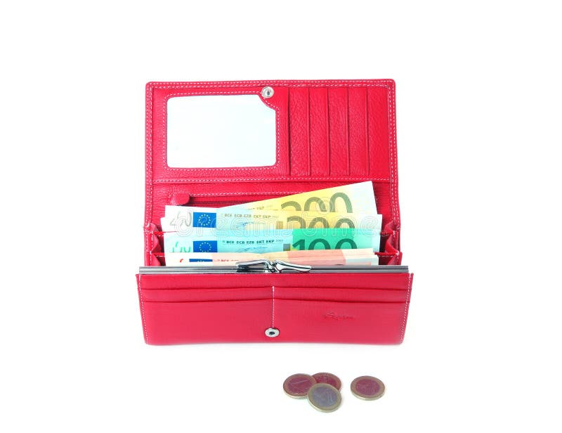 Open purse feminine red with money 4