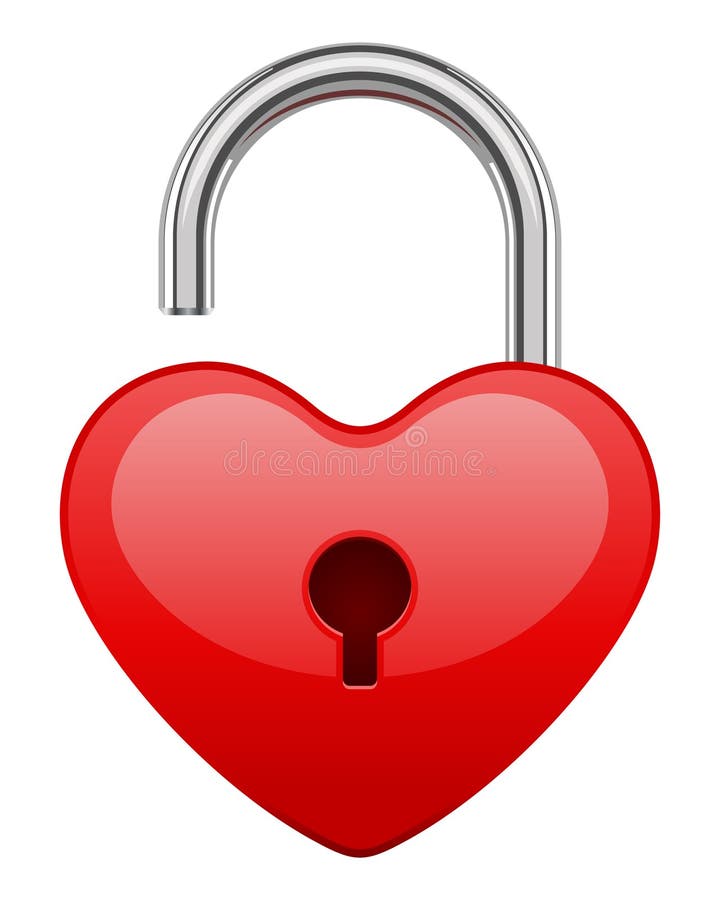 Open red shiny heart lock shape