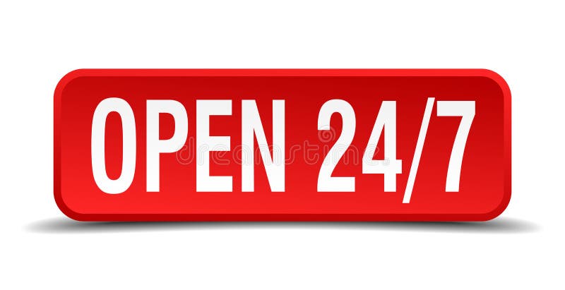 Open rode vierkante die knoop 24 7 op wit wordt geïsoleerd royalty-vrije illustratie Open rode vierkante die knoop 24 7 op wit wordt geïsoleerd royalty-vrije illustratie
