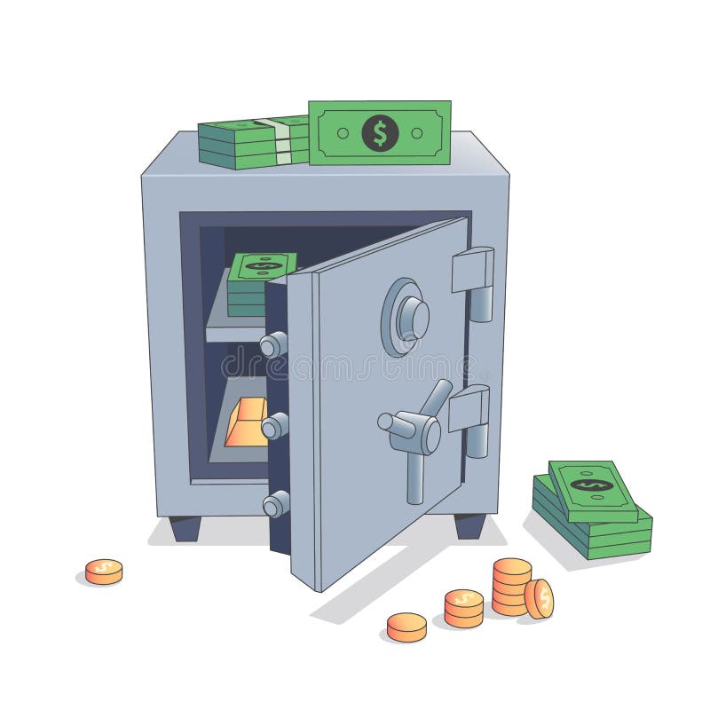 Safe for Money Vector Icon on Transparent Background. Symbol of Stock