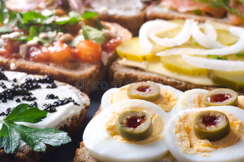 Open sandwiches royalty free stock photo