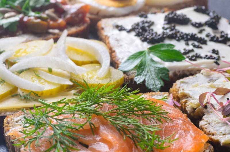 Open sandwiches stock image