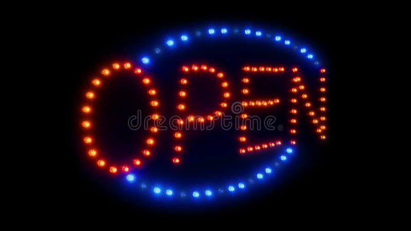 Open sign with lights running around