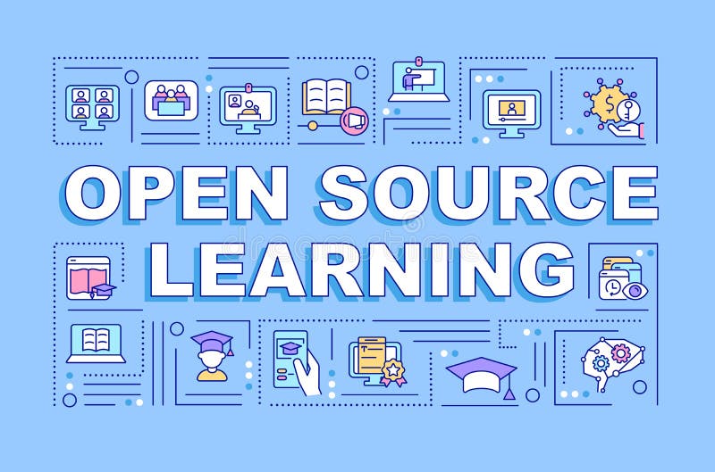 Open Source Learning Word Concepts Blue Banner Stock Vector