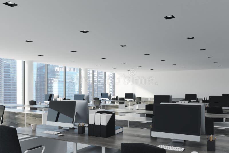 White Ceiling Open Space Office Close Up Stock Illustration