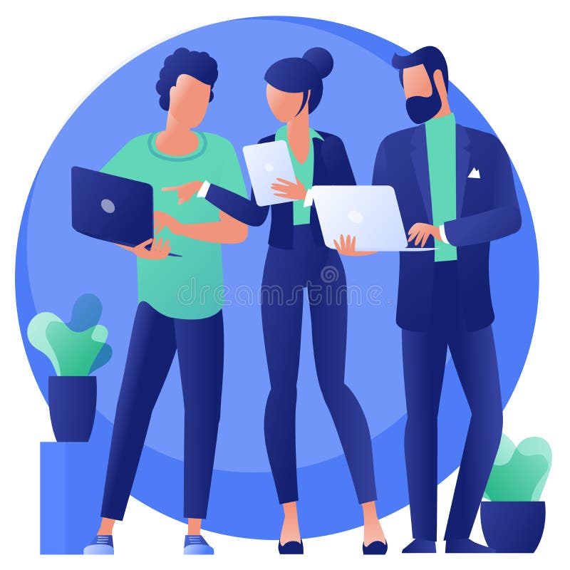 Open space team working process. royalty free illustration