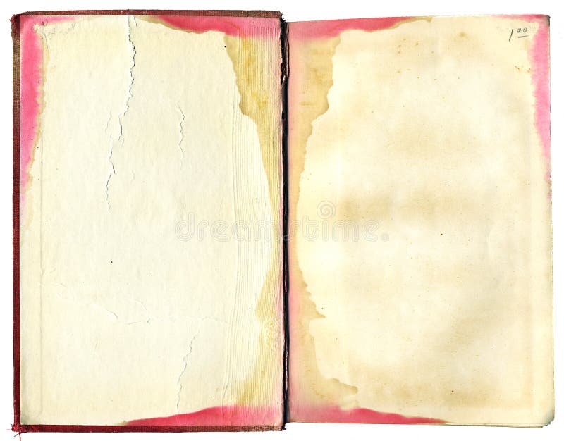 Open, stained book