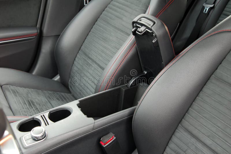 Open Storage Box between Front Car Seats Stock Image - Image of