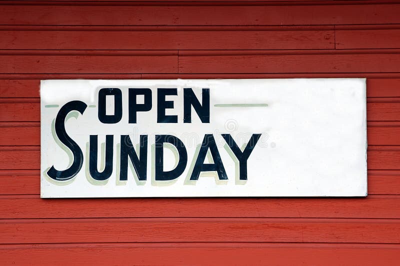 Open Sunday Sign stock photo. Image of lettering, shop - 1255554