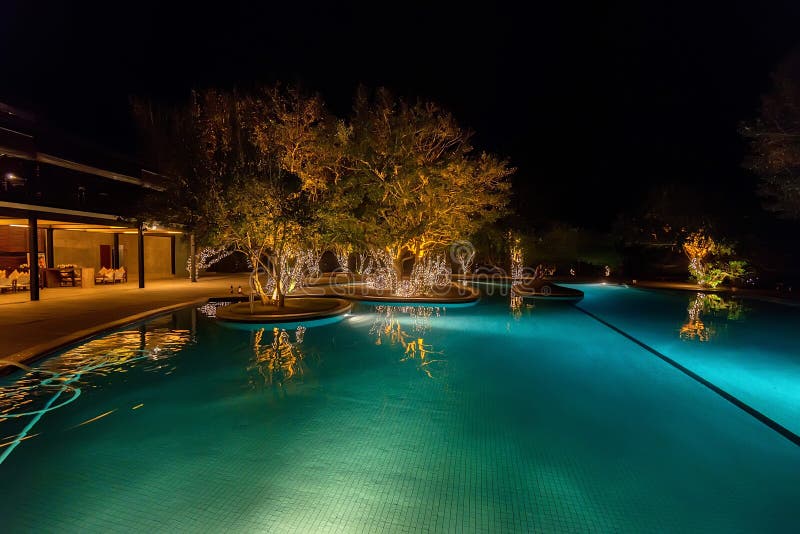 Open Swimming Pool in Evening Stock Image Image of leisure, luxurious