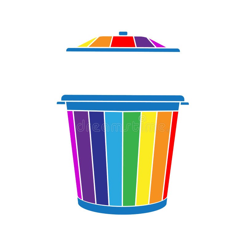 Open Trash Can in the Form of a Rainbow. Stock Vector Illustration of