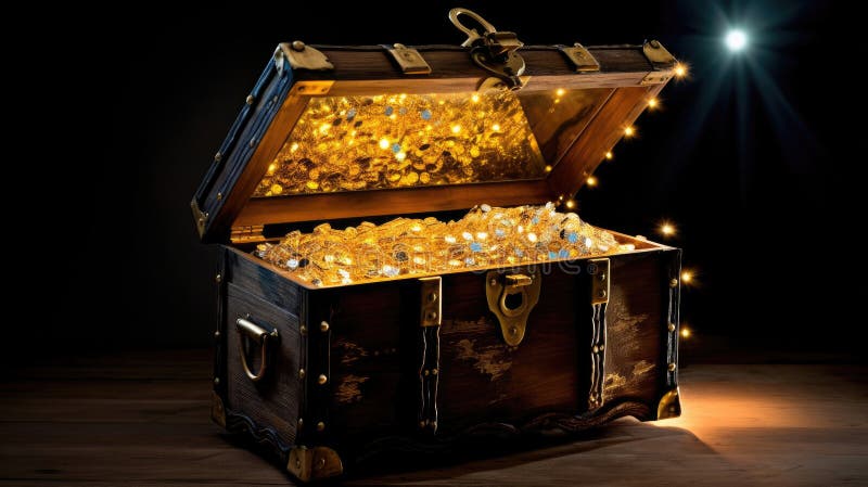 Open treasure chest filled with gold coins. Open treasure chest filled with  gold coins. Generative Ai 22588599 Stock Photo at Vecteezy