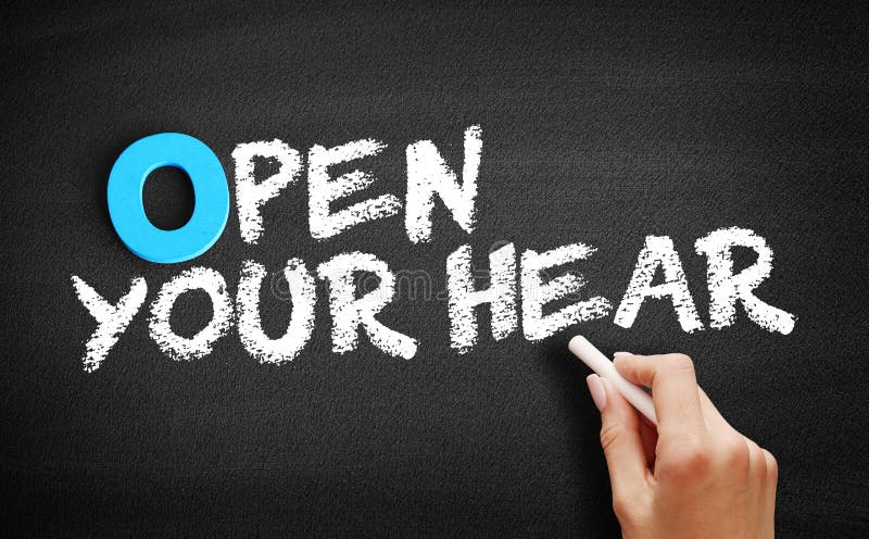 Open uw harttekst op het bord stock afbeelding