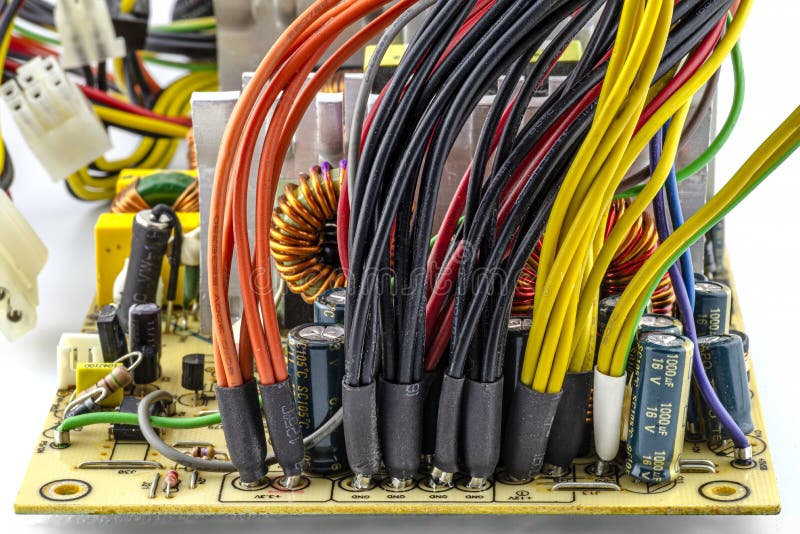 An Open 220 Volt Computer Power Supply with Visible Wires Coming Out To