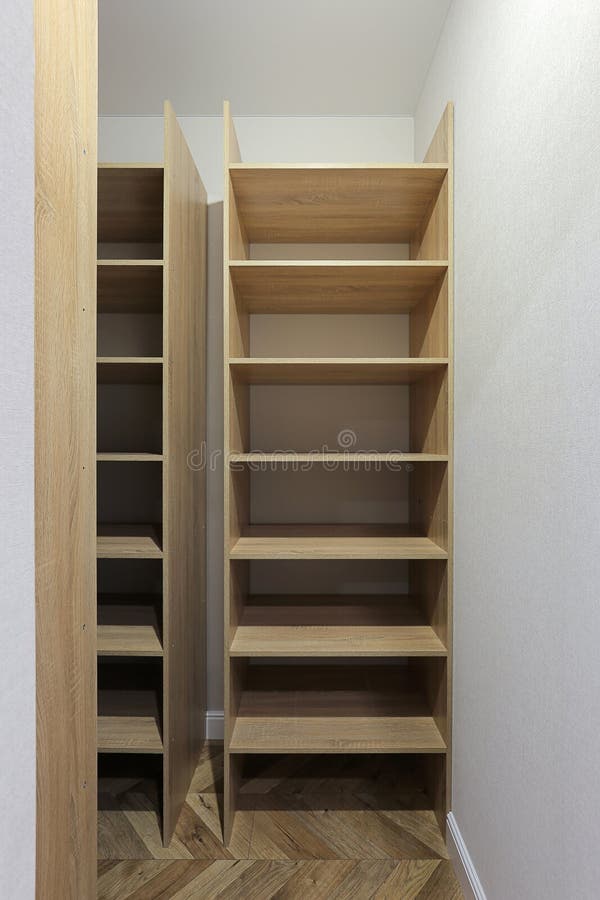 Open Wardrobe with Shelves in the Room Stock Image Image of frame